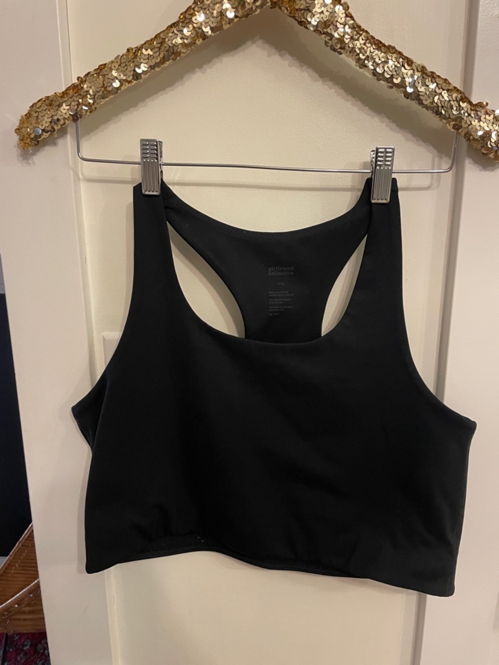 Black Racerback Sports Bra girlfriend collective xxl